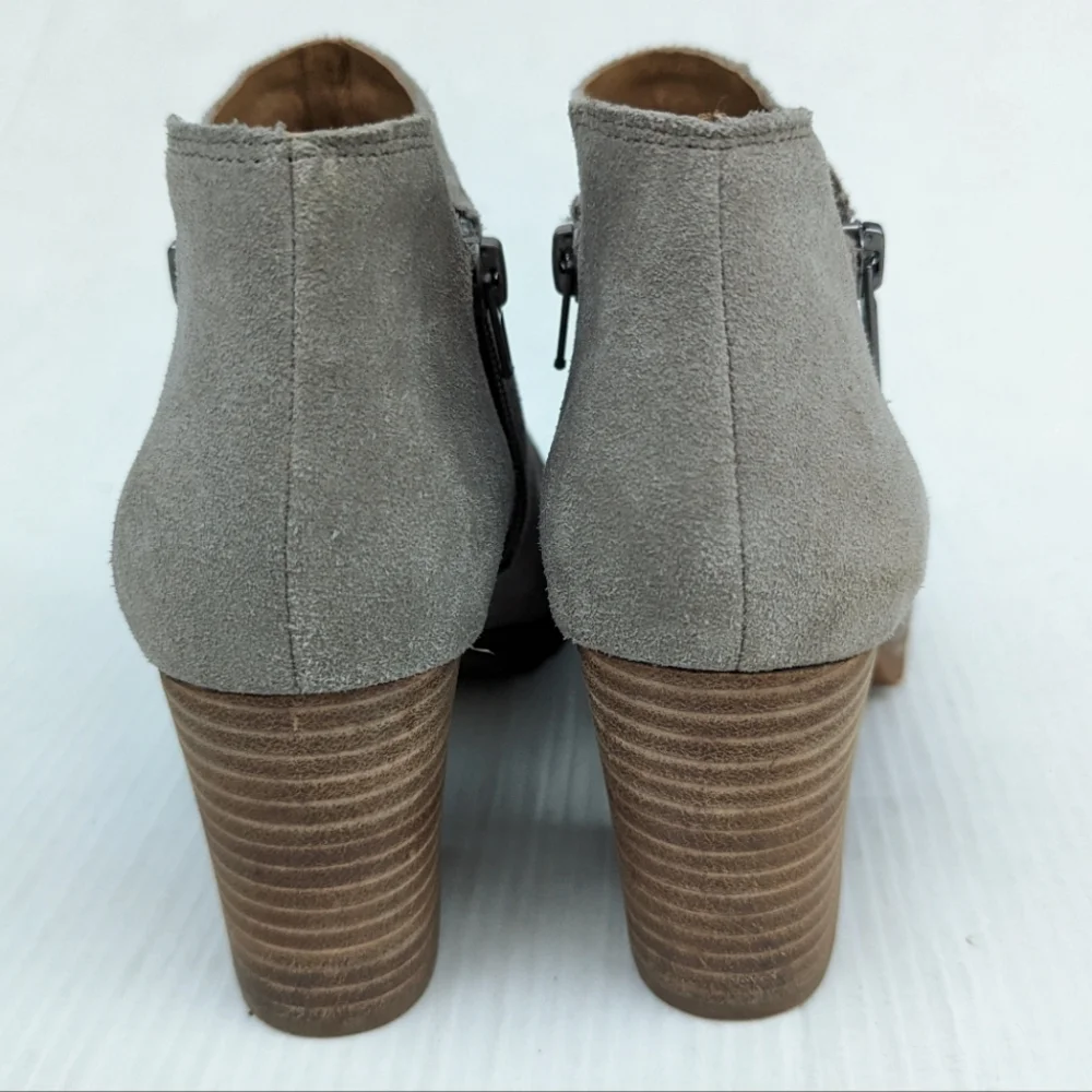 LUCKY BRAND Noryn gray suede leather heeled ankle booties